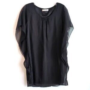 Glam & Fame black layered flowy bat wing tunic/mini dress size S/M